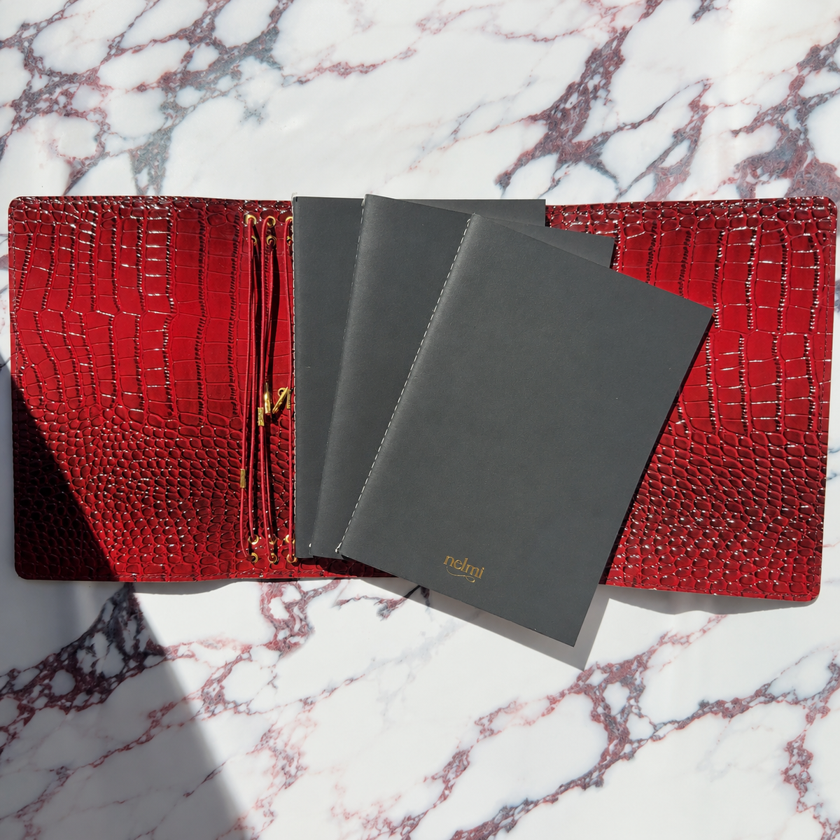 Burgundy Trifold Croc Journal