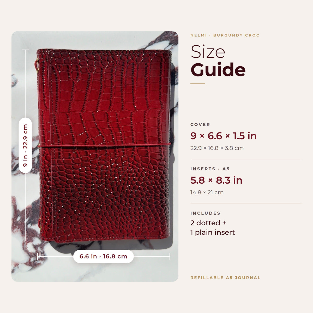 Burgundy Trifold Croc Journal